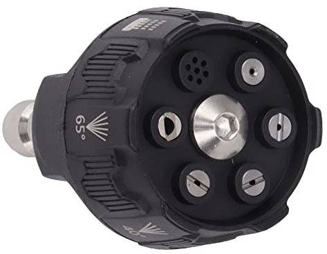 Buse de Pulvérisation pour Nettoyeur Haute Pression, 6 en 1 Multifonction Réglable Buse de Lavage électrique Interface de Prise 1/4 Pointe de Connexion (Noir)