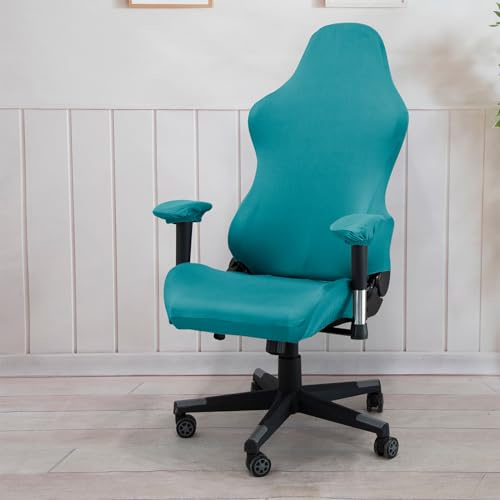 Highdi Gaming Stuhl Bezug Kratzfest, Gaming Stuhl Überzug Dehnbare Gaming Chair Cover Stretch Gamingstuhl Bezüge mit Armlehnen Gaming Stuhlhussen für Computer-Spielstuhl (Einheitsgröße,Türkis)