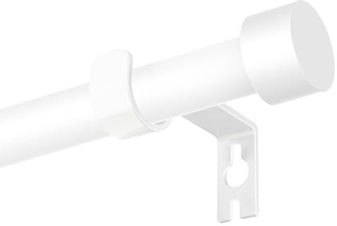 Gardinenstange 63-183cm, 16mm Gardinenstange Weiß mit Einfache Endkappe und Halterung, Vorhangstange Ausziehbar für Schlafzimmer, Wohnzimmer, Küche