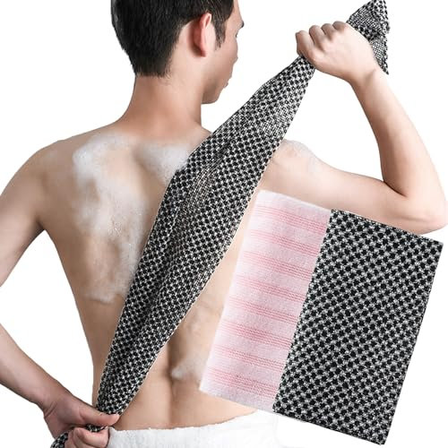 2er-Satz Extra langer Peeling-Waschlappen,Peeling-Handtuch,Extra Lang Exfoliating Waschlappen,Extra langes Körperpeeling-Handtuch,Peeling-Massage Tiefenreinigung obersten Hautschicht, Männer Frauen