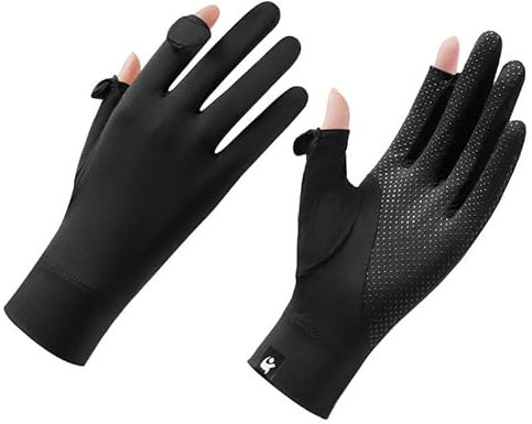 JIAHG Womens Thin Ice Silk Sun UV Protection Gloves UPF50+ Ladies Driving Gloves Touchscreen Non-Slip Cycling Gloves Breathable Summer Sunblock Gloves for Travel Golfing Running