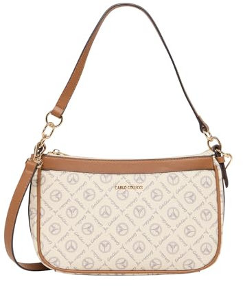 Carlo Colucci Handtasche mit Logoprint Creme OS