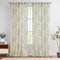 TOPICK Leinen Gardinen Floral Vorhänge mit verdeckten Schlaufen Lichtdurchlässig Bauernhaus Lang Gardinen Fensterschal für Wohnzimmer Schlafzimmer Fenster,2er Set 140 B x 225 H (cm),Grün auf Beige