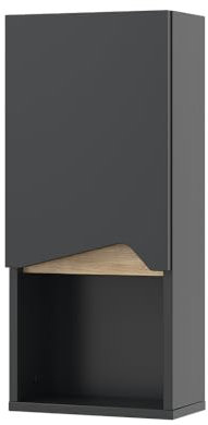 Vicco Badschrank Marelle, Anthrazit/Anthrazit, 30 x 67 cm mit Tür und offenem Fach