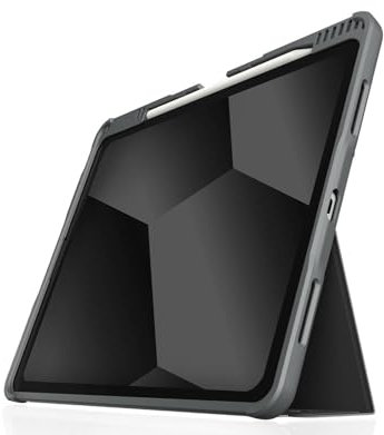 STM Goods Dux Plus Protective Case Compatible with Apple iPad Air 13 Inch (2024 - M2) - Black/Transparent (Apple Pencil Pro Holder, Military Standard, Water-Repellent, Stand Function, Wake/Sleep)