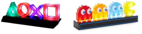 Paladone Playstation Icons Light mit 3 Lichtmodi - Musikreaktive Spielraumbeleuchtung, 31 x 7 x 11 cm & Pac Man and Ghosts Light, Plastik, Mehrfarbig, One Size