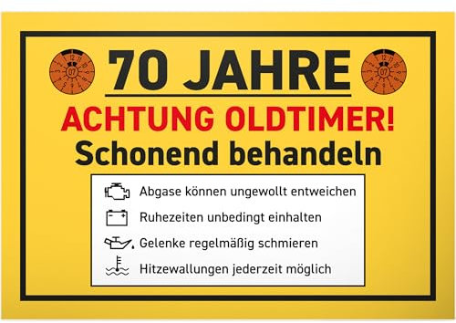 DankeDir! Oldtimer 70 Jahre schonend behandeln - Schild 30 x 20 cm - Geburtstagskarte Geburtstagsdeko Geschenkidee Partydeko - Geschenk 70er Freund 70. Geburtstag Männer Geburtstagsgeschenk