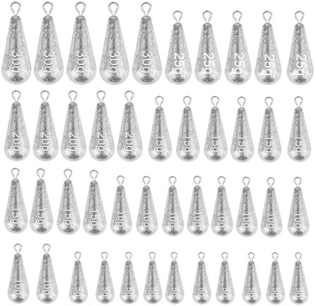 45 Stück Tropfenform Angelgewichte,Angeln Sinker Blei Angeln Set,Tropfenform Angelblei Grundblei,Casting Blei Sinker,Geeignet für Outdoor-Angeln, Meeresangeln usw.(5g/10g/15g/20g/25g/30g)