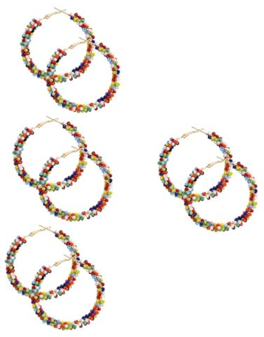 GALPADA 4 Paare Bunte Perlenohrringe Vintage-ohrringe Funky Bohemien Ohrringe Böhmisch Jahrgang Ohrstecker Für Ohrstecker Seltsam Frau Ohrring Creolen Mit Anhänger Retro Nieten Plastik