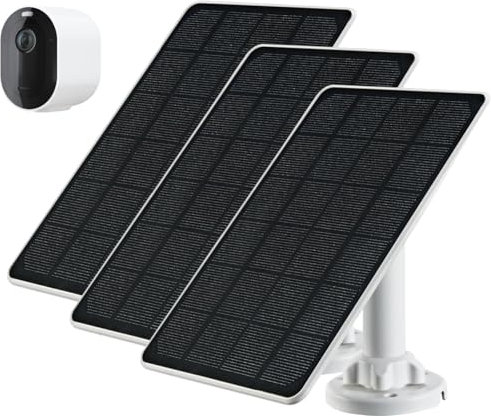 3pc Arlo Solar Panel Charger Compatible with Arlo Essential Spotlight/XL Spotlight Camera, 9.4ft Waterproof Charging Cable, 360°Adjustable Mount with Mico USB Cable, 7.5 * 6.4, 5W 5V