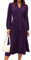 GRACE KARIN Abito midi da donna plissettato con fiocco, scollo a V, maniche lunghe, svasato, per lavoro, ufficio e affari, Viola, 40