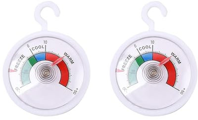 2 Stück Kühlschrankthermometer, Gefrierschrank Thermometer, Kühlschrank Thermostat, Thermometer Analog zum Aufhängen, -30°C bis +50°C, Weinkühlschrank Lebensmittelkonservierung und Energieeinsparung