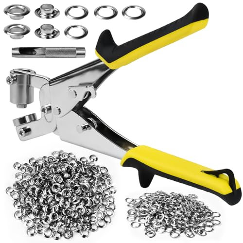 EUIEUT Ösenzangenset mit 500 Ösen Ø10mm Ösenzange Set Magnetische Ösenpresse Lochzangen Kit Ösen aus Metall Ösenstanze Ösenzange Ösen Werkzeug Set für Planen Sonnensegeln Vorhang Karton PVC-Banner