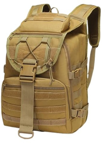 CINGHI LUSSO Militär Rucksack Herren 35 Liter Outdoor Wasserdicht Taktischer Wanderrucksack Survival Bundeswehr Backpack für Camping, Reisen und Wandern (Khaki)