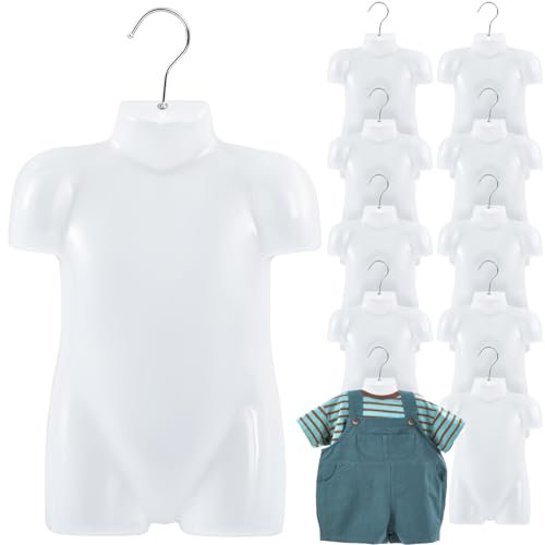 Tioncy 10 Stück Kinder Kunststoff Mannequin Kid Dress Form 2-3 Jahre Kind Schaufensterpuppe Halbkörper Kinder Schaufensterpuppe Aufhänger zum Nähen Fenster Theke Display Weiß