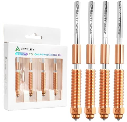 Creality K2 Plus/Creality Hi Combo Düsen Kit, Offizielles Unicorn Quick-Swap 3D Drucker Zubehör Düse mit Titanium Legierung Hals, Kupfer Legierung und gehärtetem Stahl（0.4 0.6 0.8mm 4PCS）