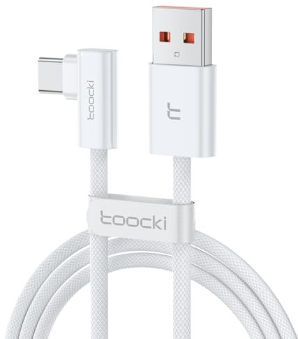 toocki Cable USB vers USB C Coudé 66W 1,5 M Cable Tressé Type C Charge Rapide Compatible pour Samsung Galaxy, Huawei Mate 60 Pro/Pro+ / Mate 50, Honor 70 Pro/Pro+ / 70/60, Xiaomi 14/14 Pro