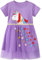 FILOWA Vestito Bambina Abiti Ragazza Viola Unicorno Paillettes Ricamo Cotone Tulle Floral Maglia Applique Belle Primavera Estate Collo Rotondo Manica Corta T-Shirt Abito Bimba 3-4 Anni