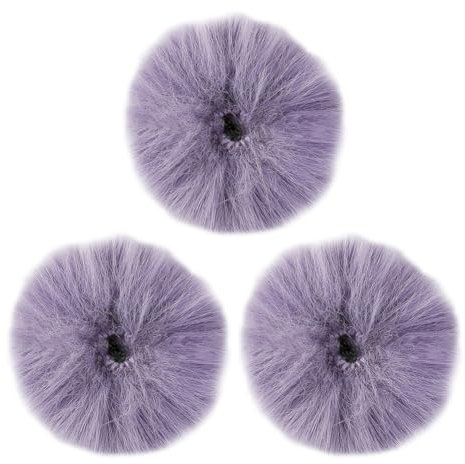 3 Pcs Furry Lavalier Microphone Wind Muff Mic Protection Cover Windshields Mini Lapel Mic Windscreen Small Fur Mic Wind Screen Microphone Pop Filter Cover Purple