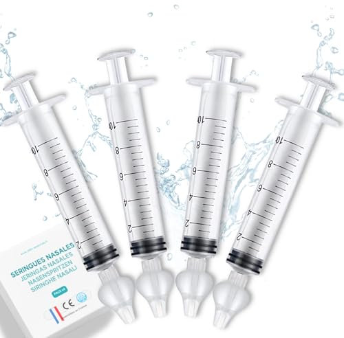 Jeringa lavado nasal bebe 10ml ABBICARE™ sin BPA-CE | Kit 4 jeringas con adaptador de silicona | Kit puericultura suero fisiológico higiene nasal