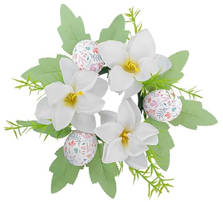 Anillos De Velas De Pascua - Corona De Velas De Flores Artificiales, Pieza Maestra De Corona De Primavera, Anillos De Velas De Pascua | Flores Artificiales, Granja, Huevo De Pascua, Anillo