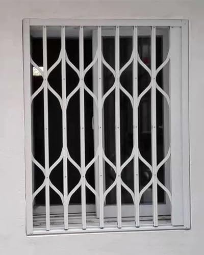 Fenstergitter Einbruchschutz Faltbare Fenstergitter, Sicherheitsgitter für Kinder und Haustiere, Einbruchschutz für Fenster Im Privaten und Gewerblichen Bereich, Hochbelastbarer Aluminiumrahmen(48x64i