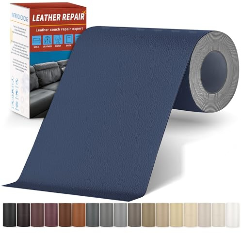 Sgooyir Leder Reparatur Set, 10x200cm Kunstleder Selbstklebend, Kunstleder Reparaturset Flicken Selbstklebend Patch für Autositze, Sofa, Jacken, couch, Möbel Blau