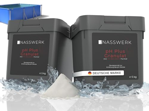 NASSWERK pH Plus Granulat (1kg bis 10kg) | pH Heber Pool Schnelllöslich & Hocheffektiv | Organischer Pool pH Heber zur pH-Wert Korrektur | Hocheffektiver pH Erhöher | pH+ für Whirlpool & Schwimmbäder