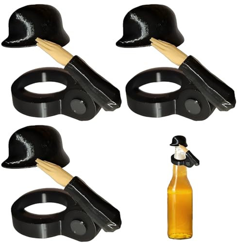3 Stück Bierflaschenverschluss, Schwarze Bierhelme, Wiederverwendbare Flaschenverschlüsse für Bierflaschen, Ideal für Partys, Bars und Karneval