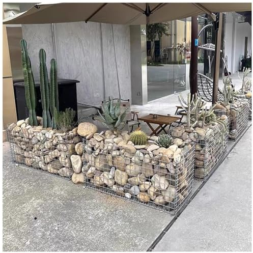 Galvanized Steel Gabion Wall, Gabion Mesh Wire Wall Panel, Garden Stone Wire Basket Fencing, Patio Decorative Fence, Gabionenwand, Gabion Raised Bed(10x10cm-2x1x1m)