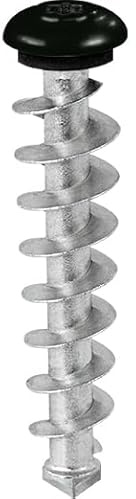 Dämmstoffschraube TEREDO | Zinkdruckguss | 60 mm | 50 Stück Isolierdübel | Dübel | Schraube | Spiraldübel | Dämmstoffdübel Farbe: schwarz (RAL 9005)