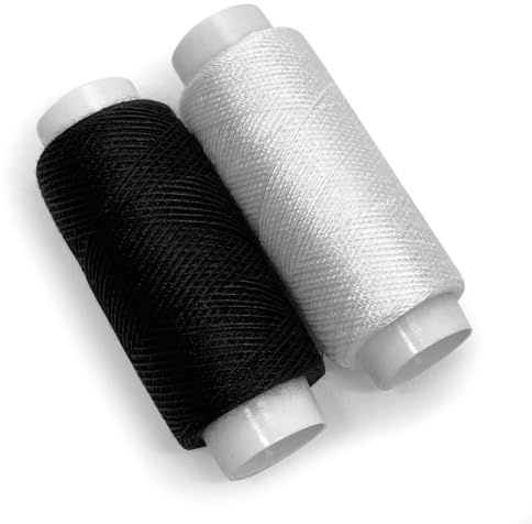 Fil à Coudre Noir et Blanc 2 Pcs en Polyester. 2 Bobines de 150m. Fil Pour Coudre Tout Usage Textile Sauf Pour Travaux Extérieur. 1pc en Noir + 1pc en Blanc