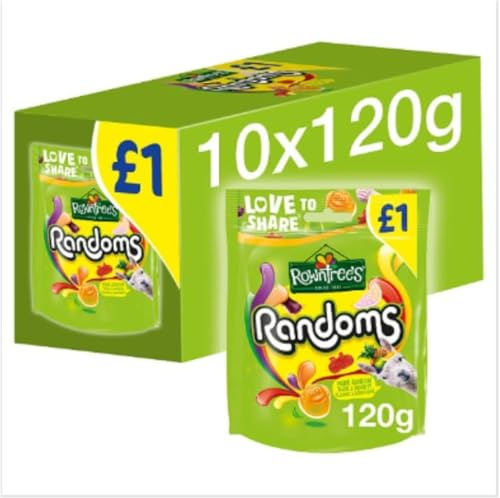 Rowntree's Randoms Assorted Fruit Flavoured Jellies Sweets Sharing Bag 120g x Case of 10