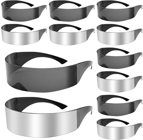 OGMBI 12 Stück Futuristische Sonnenbrille, Space Brille, Schnelle Brille Rave, Partybrille für Damen Herren, Fun Glasses Space Alien Brillen für Weihnachten Karneval Festivals Rollenspiel Halloween
