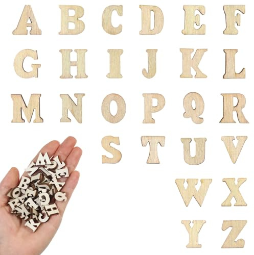 208 Stück Holzbuchstaben Klein, 15 mm Deko Buchstaben Holz, Holzbuchstaben zum Basteln, Wortspiel Deko Alphabet A-Z für Kunsthandwerk DIY