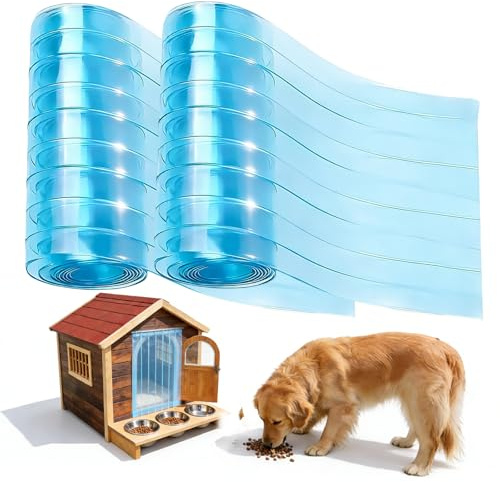 BRGD Lot de 2 Rideau de Porte en PVC Transparent pour Niche à Chien, 3m x 18.5cm Bandes de Porte en Vinyle pour Chenils Extérieurs, Entrepôts et Supermarchés