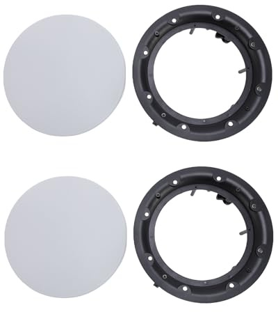 Hamwesh Ceiling Speaker Grille Covers, 2 Pieces Magnetic Paintable Rustproof Round White Metal Mesh Speaker Grill Covers, Ceiling with Mounting Base for In Wall Speakers,