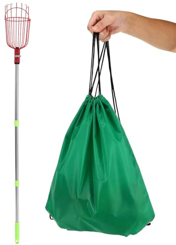 TEHAUX Cueille-Fruits Télescopique 1,2 Mètre en INOX, Panier Rembourré pour Cueillette Délicate, Outil de Jardinage Polyvalent pour Arbres Fruitiers, Ramasse-Fruits et Léger