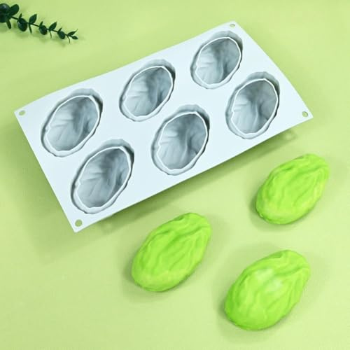 Stampo in silicone a forma di mandorla, pistacchio e chicco di caffè – 6 cavità, teglia da forno, stampo in silicone per mousse e torte al cioccolato e gelatina – facile da rimuovere, adatto al forno