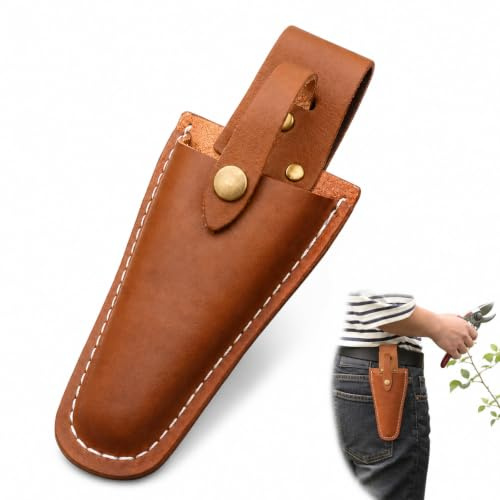 Leather Secateurs Holster, Pocket Pruning Shears Tool Belt Pouch with Snap Closure, Gardening Tool Sheath for Pliers, Scissors, Knife, DIY & Outdoor Work