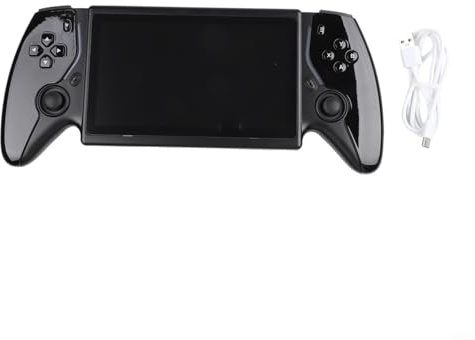 HEIBTENY Console di gioco portatile con display da 7 pollici, 15.000 giochi non ripetuti, scheda TF da 64 GB e 5 ore di riproduzione, supporto controller cablato e wireless (nero HC8000)
