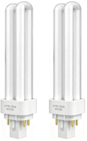 Innovess GX24Q-3 26W 4 Pin Bathroom Light Bulbs, 2pcs Compact Fluorescent Lamp, Natural White 4000K Energy Saving PLT-840 CFL Light Bulbs 3U Triple Turn CFL AC 220V Non-dimmable for Bathroom Bedroom