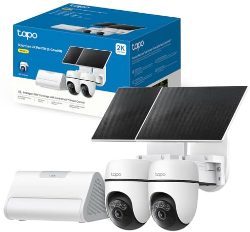 Tapo HB112 2K 3MP Solar Pan/Tilt Outdoor Security Camera Kit 2-Cam With Hub | 2-Pack Wireless CCTV Camera Kit, 16GB Local Storage, Solar Powered, AI Detection, Color Night Vision, No Monthly Fee, Alexa