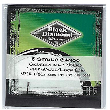Black Diamond Strings® N7341/2L Banjo Silver, Loop, 5 String Light .0095BPL.011BPL.012BPL.018BSL.0095BPL