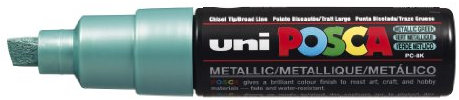 Uni-ball Posca PC-8 k, con punta a scalpello, punta larga spessore tratto: 8,0 mm Verde metallizzato