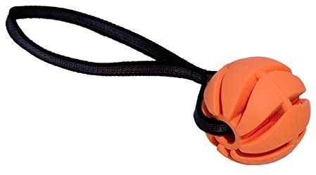 CopcoPet - hundeballspirale mit gummierter Handschlaufe Gr.: 7 cm Ø Orange