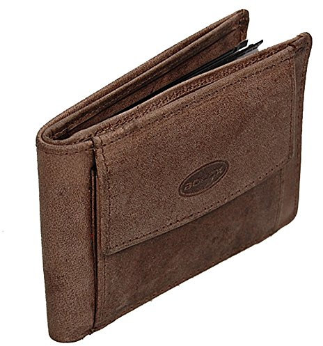 BOCCX kleine Herren Geldbörse Leder Portemonnaie Geldbeutel Herrenbörse 16 Kartenfächer 40015 GoBago (Braun)
