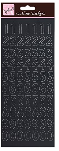 Anitas Outline Stickers, Large Numbers, Black, For Scrapbooking, Card Making, Kids Play, Homework, Art, Craft, Embelish, Decorative, Paper, Card, Glass, Metal, Plastic, Foam