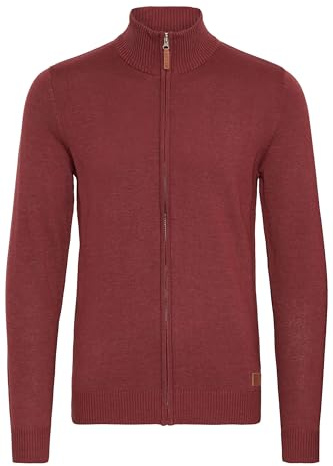 Blend BHNorman Herren Strickjacke Cardigan Feinstrick Pullover mit Stehkragen Reißverschluss Rippbündchen Baumwollmischung Regular fit, Größe:3XL, Farbe:Andorra Red (73811)