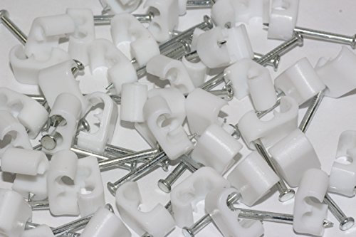 UKFIX 50 x White Twin Satellite Shotgun Cable Clips, Sky Plus, Sky HD, CB63R, WF65